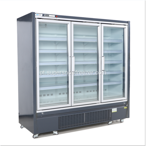 Freezer de porta de vidro vertical comercial frigorífico
